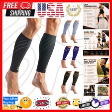 Calf Compression Sleeve for Men Women Small Black-Firm Snug Fit Support for...