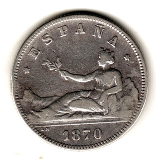 ESPAÑA 2 pesetas ESPAÑA 1870 DE. M 18 75 ( año 1875)