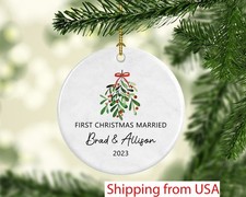 First Christmas Married Ornament, Personalized Mr and Mrs Ornament, Wedding G...
