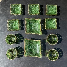 Duncan and Miller Beaded Swirl Green with Gold Trim 11 Piece Set