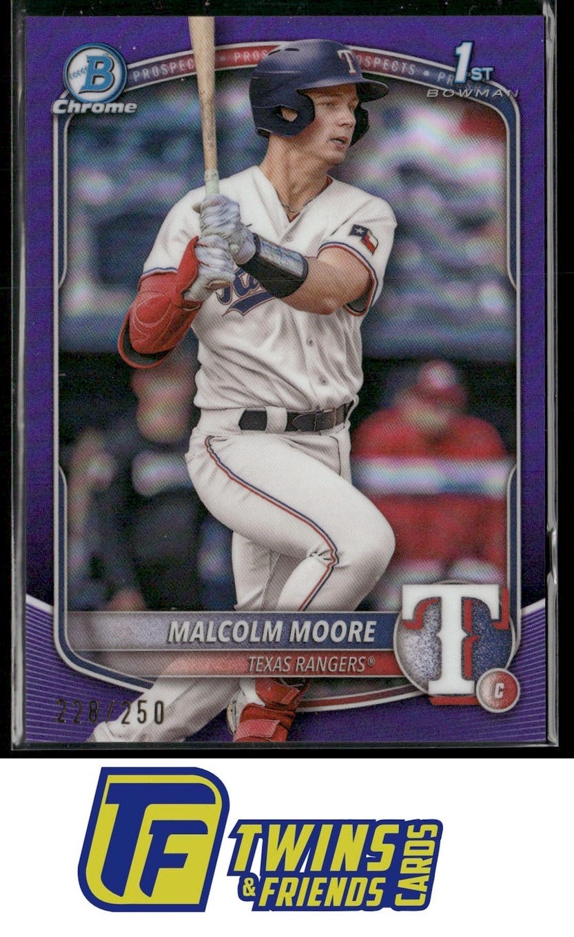 2025 Bowman #BCP-129 Malcolm Moore Chrome Prospects Purple Refractor #/250