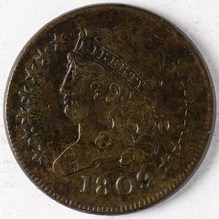 1809 Classic Head Half Cent AU dings obverse Rotated Reverse