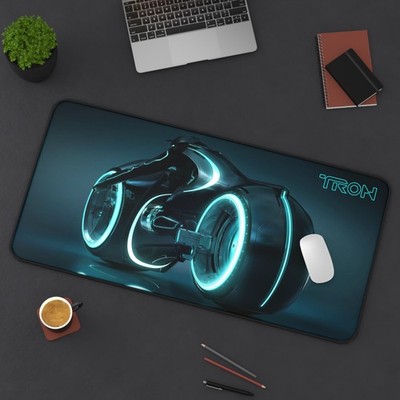 Tron Light Cycle - Movie Fan Art - Custom Design - Premium Desk Mat Mouse Pad