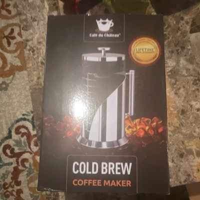 Cafe du Chateau Cold Brew French Press Coffee Maker Stainless Steel Glass