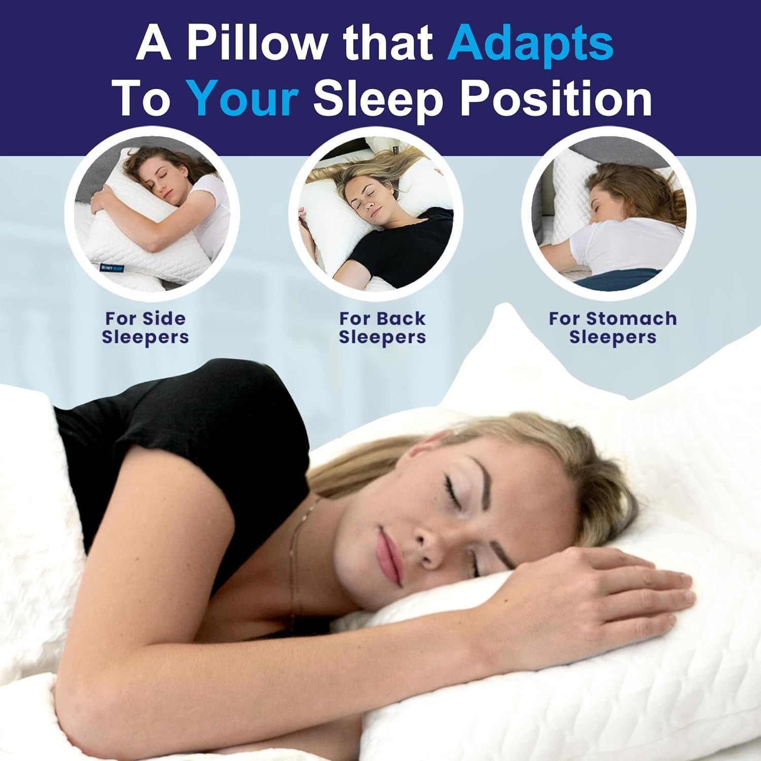 Sidney Sleep Pillow for Side and Back Sleepers - Queen (Pack of 1), White 