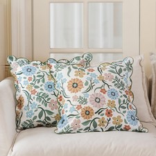 Scalloped Throw Pillow Covers 18x18 Set of 2 Decorative Summer Pillow Covers ...