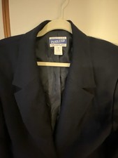 VTG Pendleton Wool Blazer Navy Blue Jacket Womens Size 14 Single Button Lined