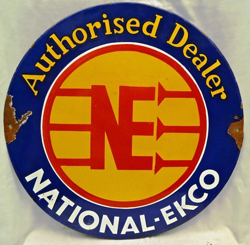 Vintage National Ekco Porcelain Enamel Sign Authorised Dealer 18" Advertising "1 - Image 2 of 4