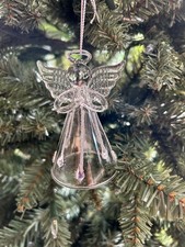 Image of Glass Angel Droplet Skirt Christmas Tree Hanging Decoration 8cm by Heaven Sends