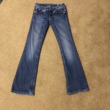 Miss Me Girls Embroidered Rhinestone Flare Leg Jeans Sz 10