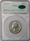 1937 25c Proof Washington Silver Quarter - PCGS PR64 CAC OGH Rattler - A1314