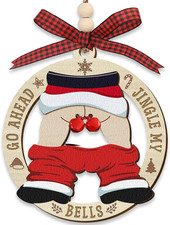 Funny Ornaments 2025 - Gag Gifts Adults Funny, Naughty Santa Ornament for Christ