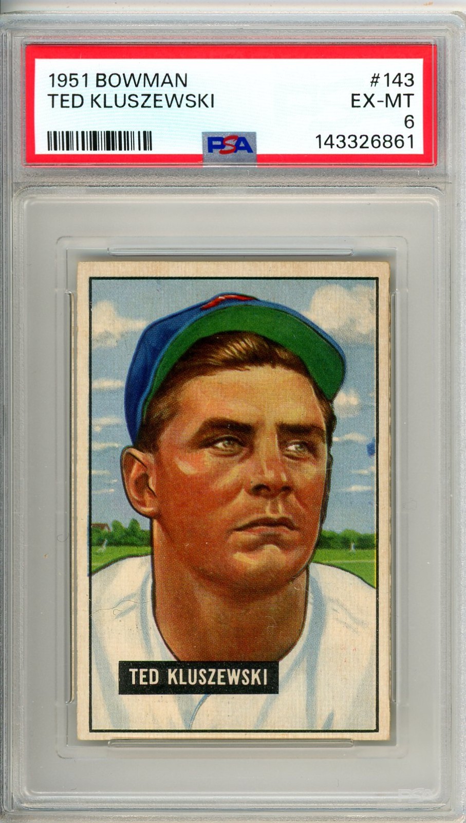 1951 Bowman TED KLUSZEWSKI #143 PSA Grade 6 EX-MT Cond "Just Graded ATTIC FIND"