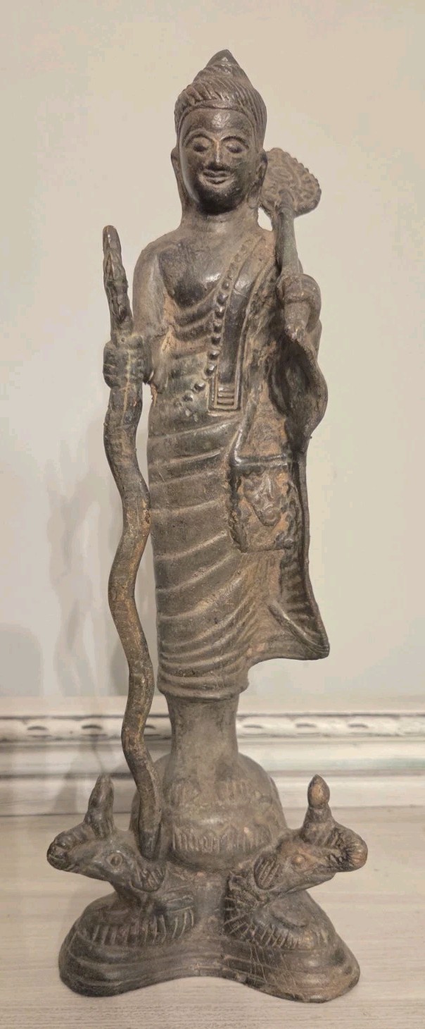 Antique Thai Bronze Buddha Statue Rattanakosin 