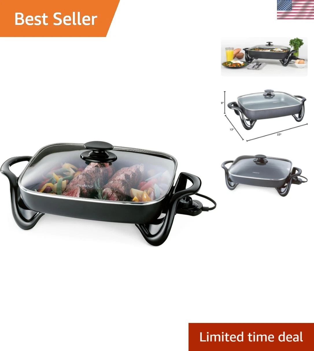 06852 16-Inch Electric Skillet with Glass Cover