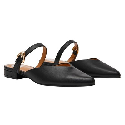 DV Dolce Vita Women's Pointed Toe Flat Slip On Buckle Black Tan 6-11