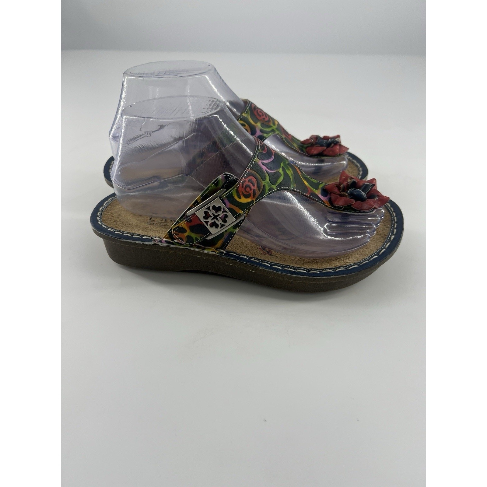 Spring Step L'Artiste Womens Aldora Sandals Size 37 US 7 Blue Red Flip Flop