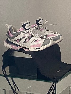 Authentic Balenciaga Woman's Runner Track Sneakers White /Pink