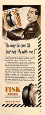 Fisk Tires Print Ad 1944 Wwii Era Military Chicopee Falls Massachusetts Rubber Fisk Tires Print Ad 1944 Wwii Era Military Chicopee Falls Massachusetts Rubber