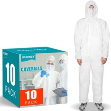 Hazmat Suits 1/10 Pack Disposable Coveralls, with Elastic Wrists, Ankles and ...
