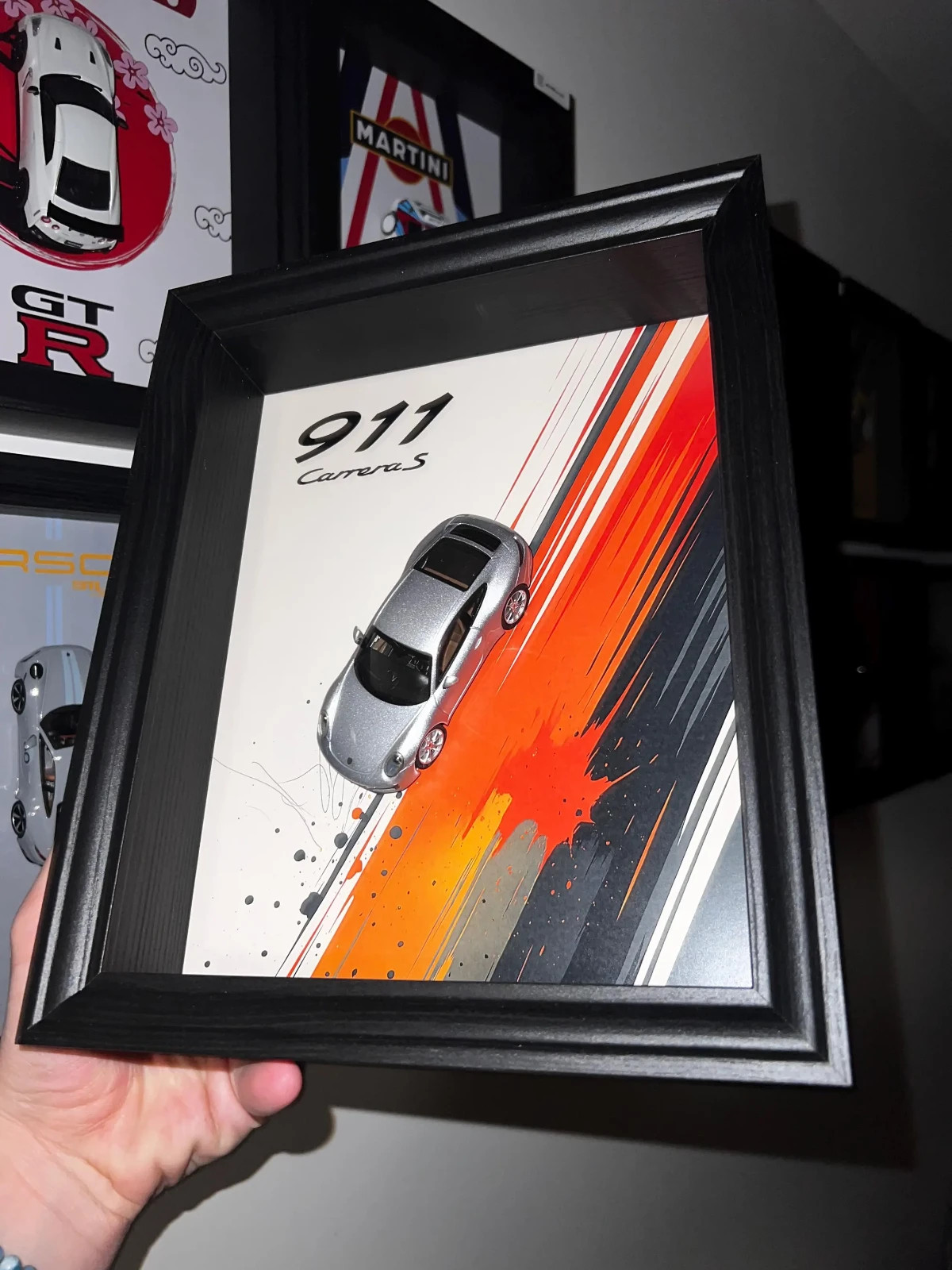 Cadre Porsche 911 type 991 Carrera S miniature 1/43 vitrine automobile murale
