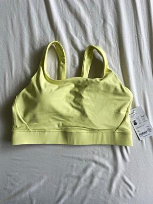 Athleta Interval Sports Bra Medium Support Wireless Pullover Yellow M DD