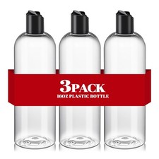 3Pcs 16 oz Clear Plastic Refillable Travel Shampoo and Conditioner Bottles wi...