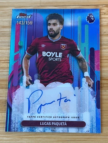 2026 Topps Finest Premier League LUCAS PAQUETA Finest Auto Sky Blue /150