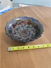 Fenton Holly Berry Carnival Glass Blue Green Iridescent Ruffled Bowl Vintage