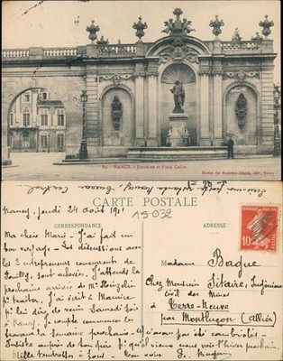 Ansichtskarte Nancy Fontaine et Place Callot 1911