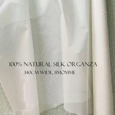 55''Wide 8Momme Dyeable Natural White Silk Organza Fabric Wedding Gauze Mulberry