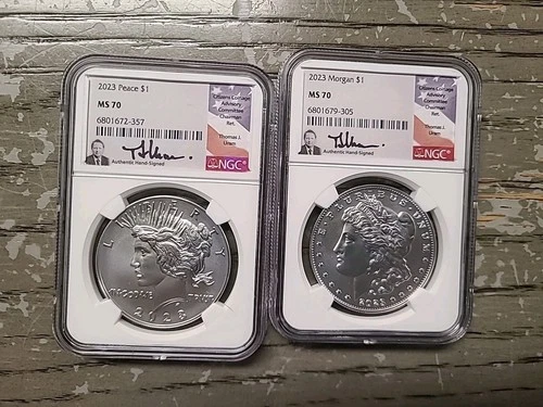 2023 $1 Peace and Morgan Silver Dollar 2pc Set NGC MS70 #1