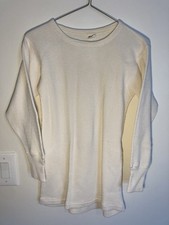 VTG 60s Penneys Towncraft Thermal Shirt Mens M 38-40 White Waffle Knit USA