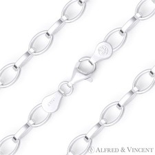 5.6mm Romy Link Italian Cable Chain Necklace in Solid .925 Italy Sterling Silver