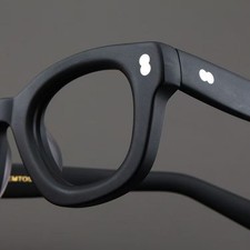 Handmade Vintage Matte Black Acetate Eyeglass Frame 46  28-150 Retro Oval Glasses