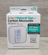 DeNova Detect 2-in-1 Natural Gas & CO Detector - 10 Year Battery New/ Sealed 