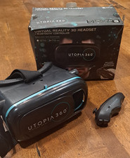 Utopia 360 Virtual Reality 3D Headset Bluetooth Controller and box - used