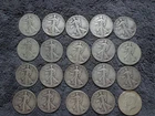 Roll of 19 Walking Liberty Half Dollars & 1ea Kennedy Half mixed dates % mm 90%