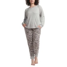 NWT KAREN NEUBURGER Live Love Lounge 3 piece Pajama Set Gray Animal Print XXL