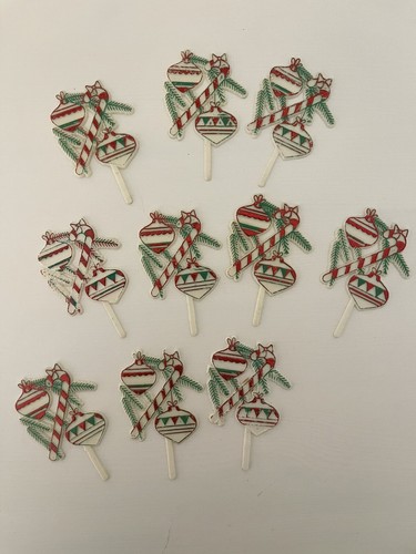 Vintage Christmas Cupcake Toppers Picks Cake Toppers Plastic Santa Lot of 47 - Picture 3 of 13