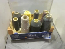 Lot of 8 Large Vintage Spools of Thread Variety Many Colors
