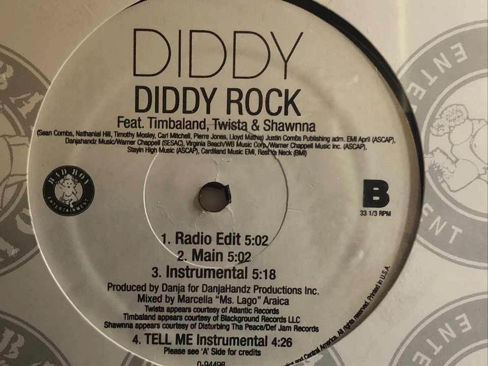 NEW SEALED Diddy Aguilera Tell Me 0-94498 Single 12in Vinyl Record Album Foto 4 de 4