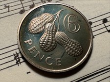 The GAMBIA 6 pence 1966 KM3 Cu-Ni QEII 1-year type PROOF minted 6,600 RARE !