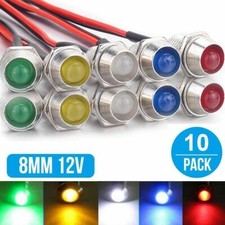 10Pcs DC 12V 8mm LED Light Car Boat Dash Dashboard Panel Indicator Warning Lamp