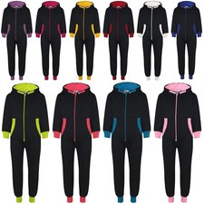 Kids Boys Girls Fleece Contrast A2Z Onesie One Piece All In one Jumpsuit 2-13 Yr