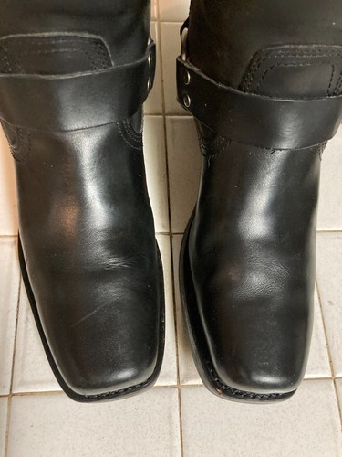 HARLEY DAVIDSON MOTORCYCLE SQUARE TOE BOOTS BLACK LEATHER VINTAGE USA 9.5 M - 第 7/16 張圖片