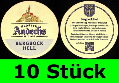 10 Stück Bierdeckel Kloster Andechs Andechser Bergbock Hell Bar Party Theke