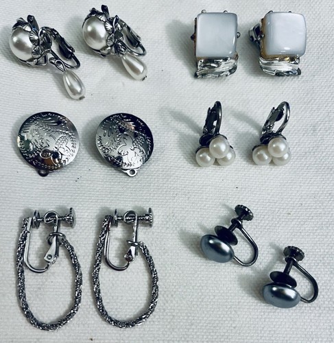 Lot 6 Pairs Vintage Mix Variety Clip-On Screw-Back Earrings Thermo Set Napier + - Picture 11 of 13