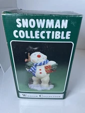 WINDSOR COLLECTION Snowman Collectible - Snowman Present 7.5” Vintage In Box