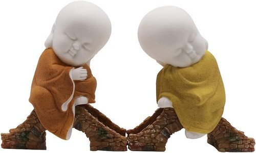 3.9" White Ceramic Little Cute Buddha Statue Monk Figurine Creative Baby Crafts - Picture 6 of 9